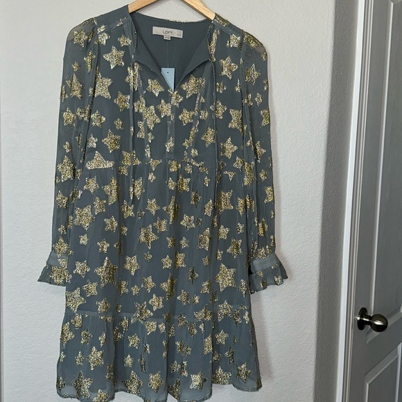 LOFT Shimmer Star Tiered Dress - Picture 1 of 7